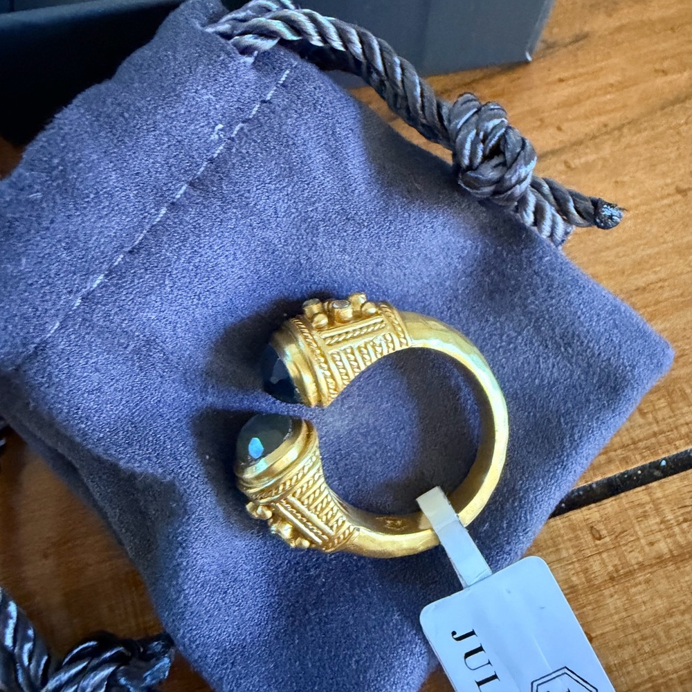 Julie Vos Gold Ring with Blue Accents
